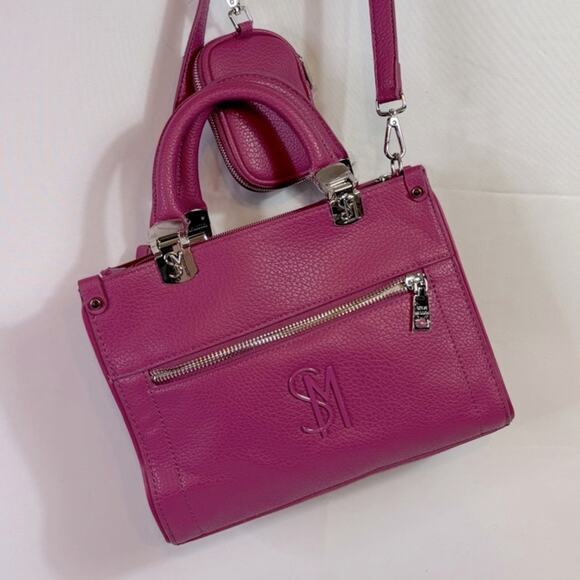 NWT Steve Madden Dark Fuschia Satchel Crossbody Purse with Coin Purse - Picture 1 of 11